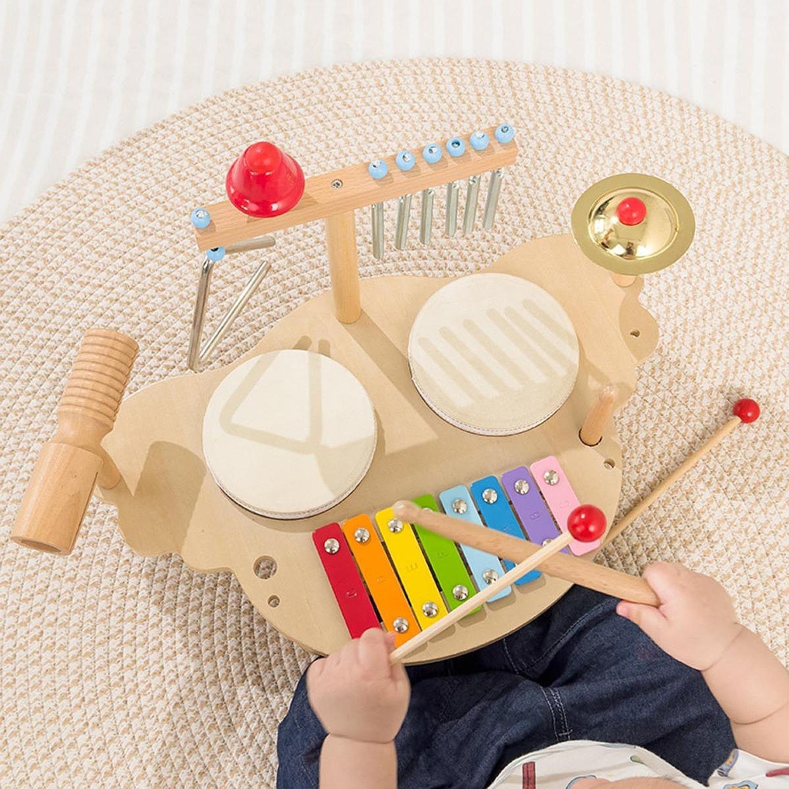 Kids Toys Xylophone - Instrumen Musik kayu Set Drum anak-anak