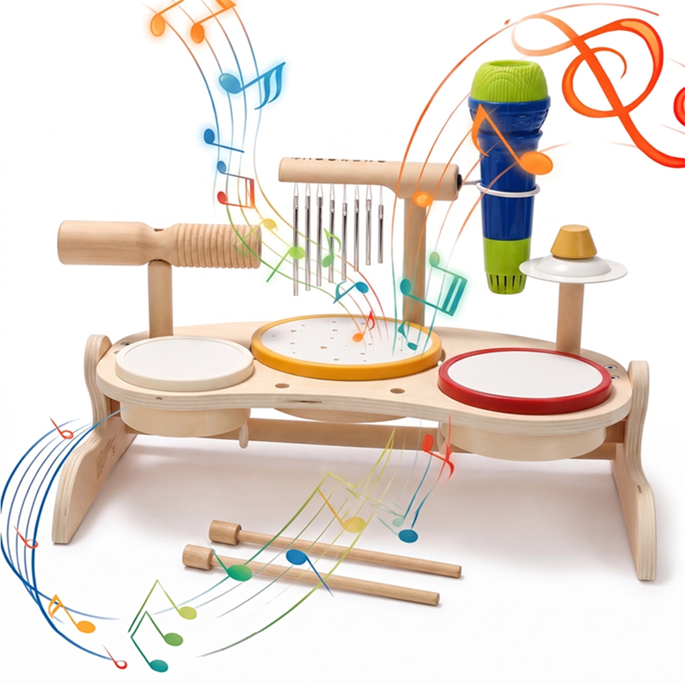Kids Toys Xylophone - Set Drum Kayu Anak-anak, Mainan Musik