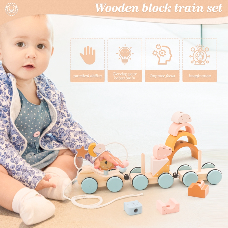 Mainan hewan blok kereta kayu  - Kids Toys 2 Year Old ulasan dan harga